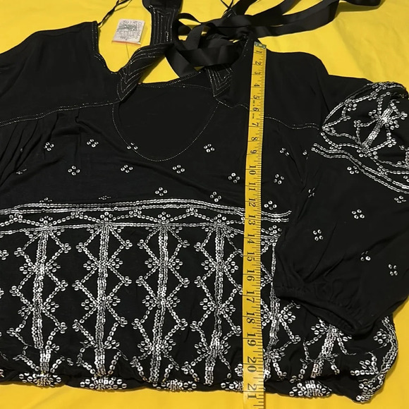 Free People oversized black/silver sequined tops size S - Picture 11 of 11